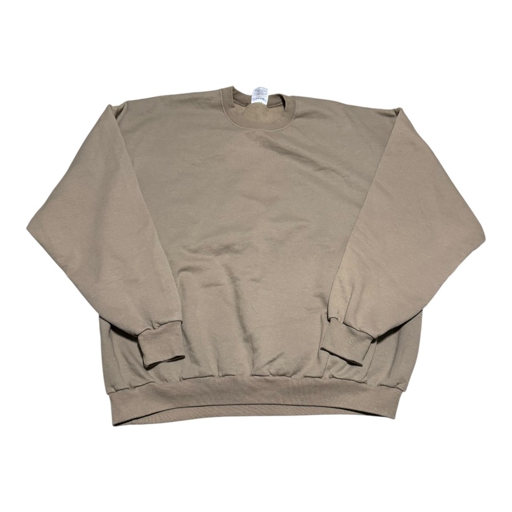Vintage 90s Jerzees Tan Cotton Blend Blank Crewneck Sweatshirt‎ Men's 2XL
